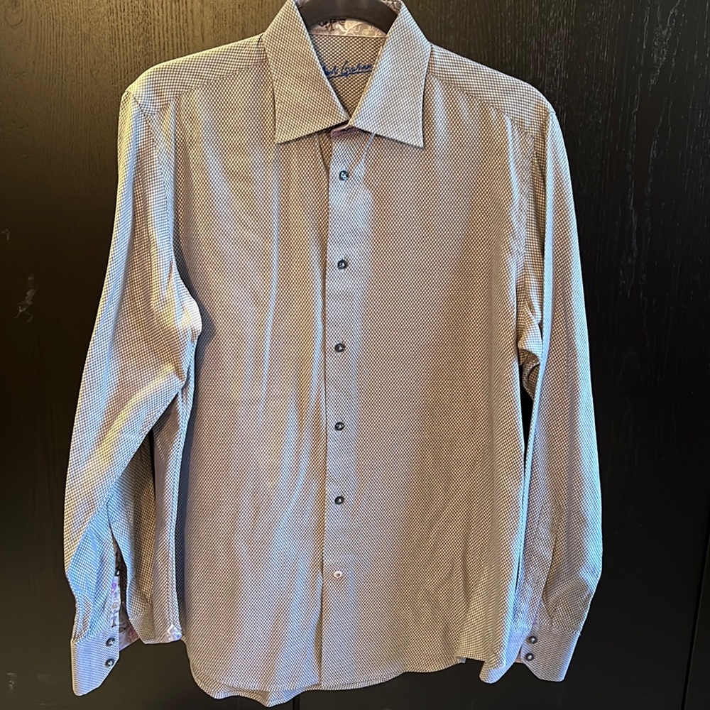 Mens Robert Graham Buttoned Down Shirt with Contrast Sleeve Cuff Size Medium